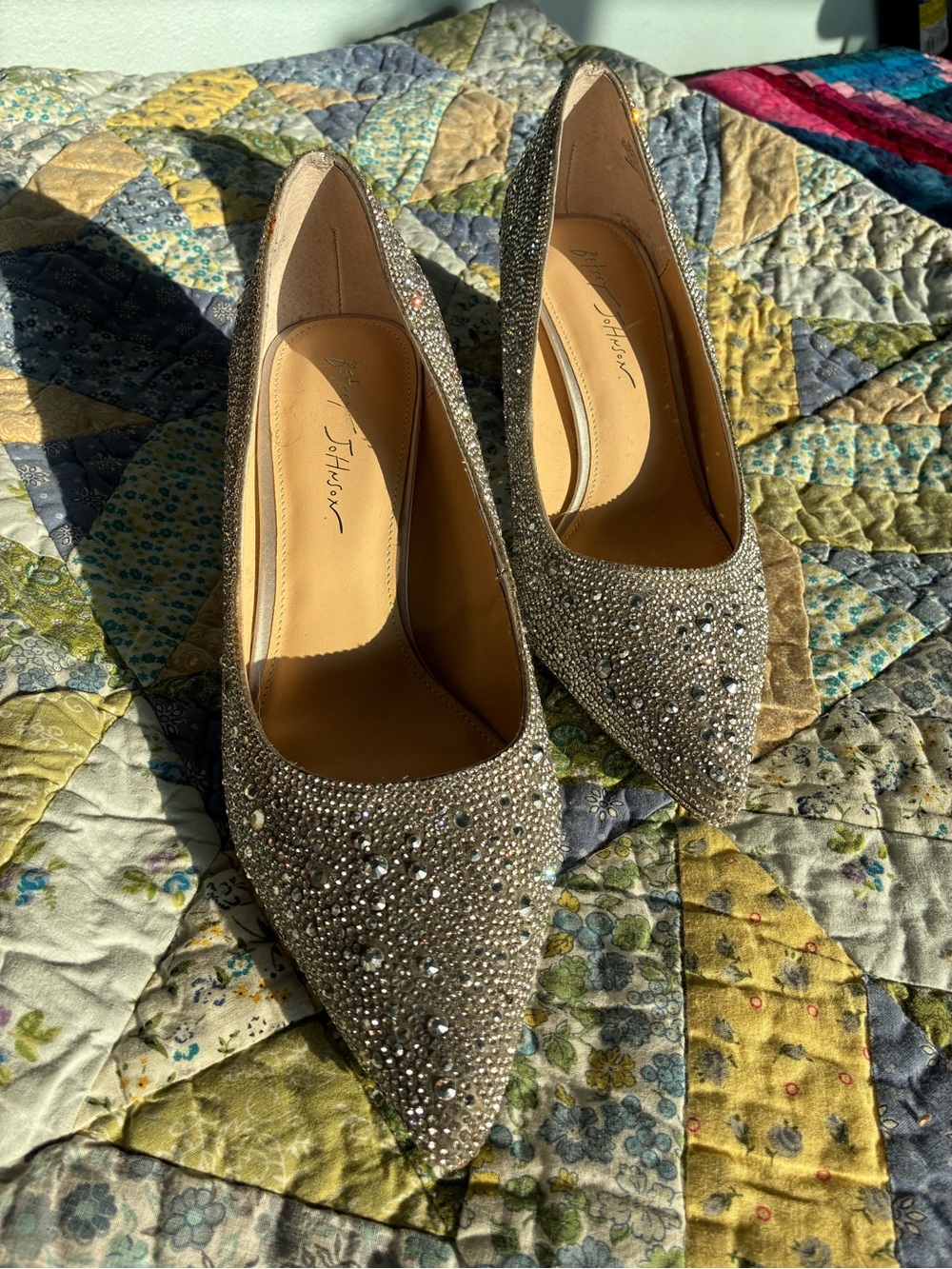 Betsey Johnson Bedazzled Silver Heels - Picture 4 of 9